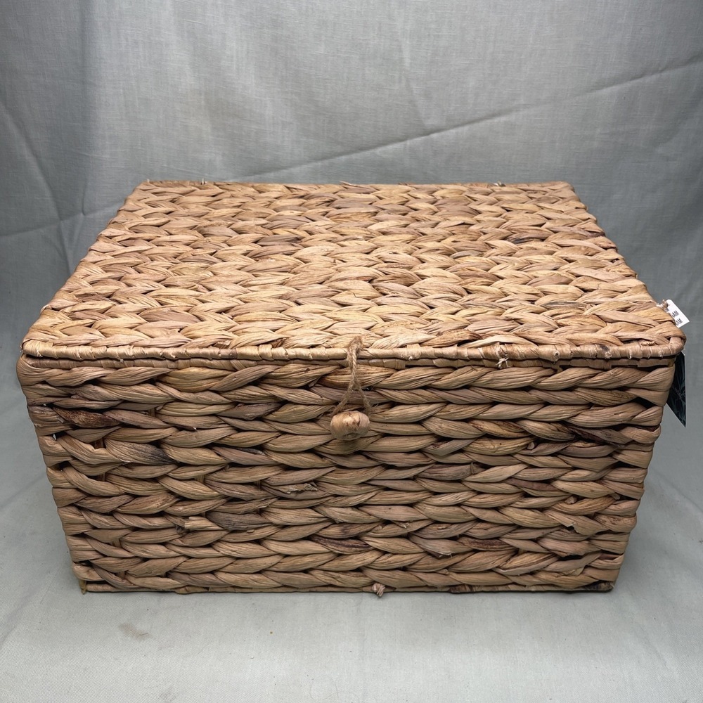 Tommy Bahama Woven Storage Basket With Lid 16x12x8 Natural Fiber Box W/ Tag